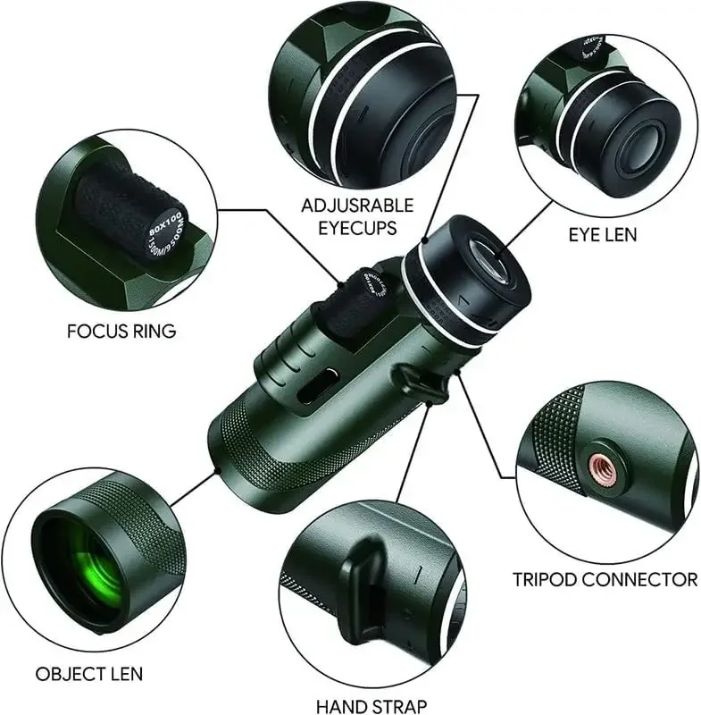 80x100 HD Monocular for Smartp – обзор и цена Auto Tracking Tripod
