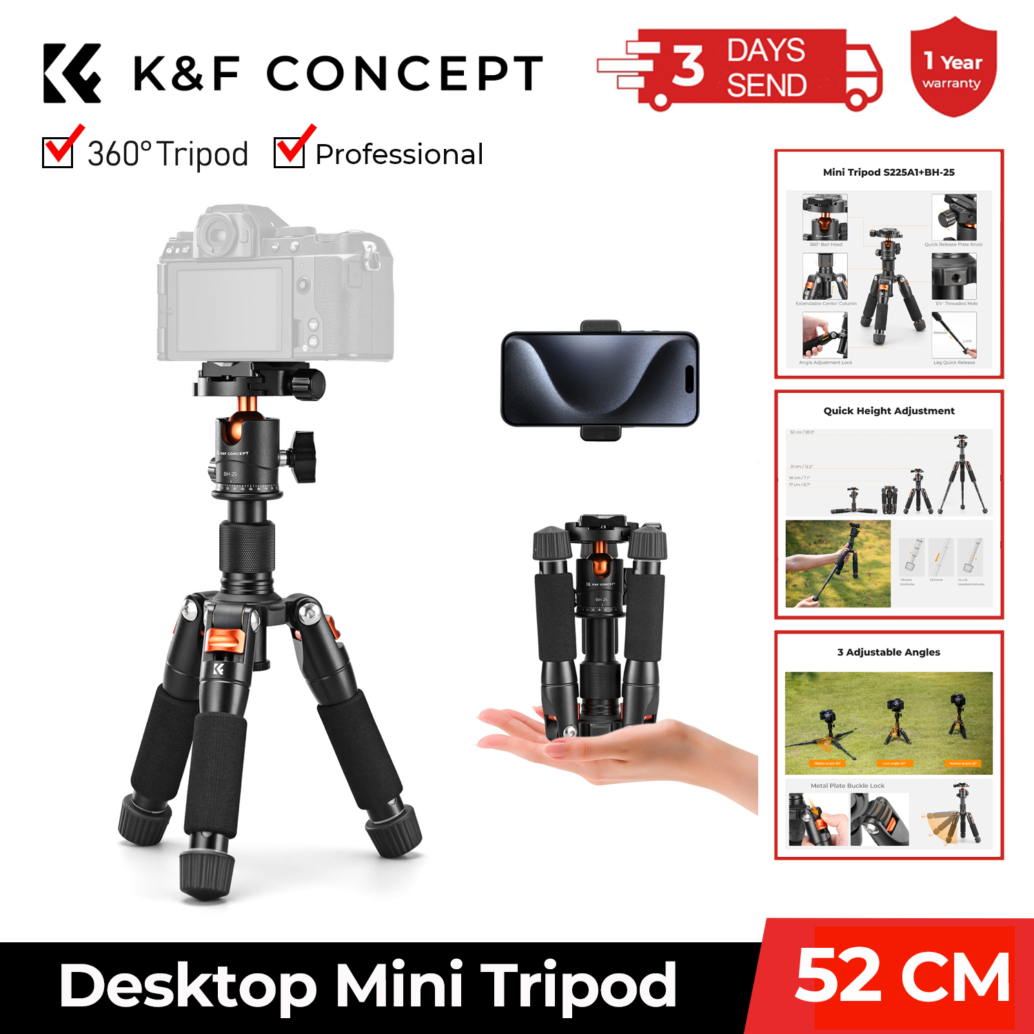 K&F CONCEPT 52cm Desktop Mini  – обзор и цена Compact Camera Mirrorless